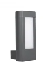 Kinkiet elewacyjny Evo w ciemnym popiele, z dwoma źródłami LED 8W, barwa światła 4000K. Prosty, prostokątny kształt z matową, białą częścią na froncie, zamontowany na ścianie, z widocznym mocowaniem.