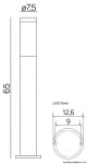 Lampa stojąca ogrodowa Inox ST 022-650, prostokątna, stalowa, o wysokości 65 cm i średnicy 7,5 cm. Wyposażona w okrągłą podstawę o średnicy 12,6 cm. Prosty design, idealna do oświetlenia przestrzeni zewnętrznych.