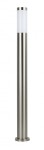 Lampa stojąca ogrodowa Inox 1-punktowa ST 022-1100 o cylindrycznym kształcie, wykonana z matowego stali nierdzewnej. Górna część z białego, mlecznego szkła, zamontowana na okrągłej podstawie. Produkt prezentowany w pozycji stojącej, na jednolitym tle.