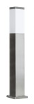 Lampa stojąca ogrodowa Inox, kwadratowa, 1-punktowa. Wykonana z matowego stali nierdzewnej i białego tworzywa sztucznego. Prosta, wysoka konstrukcja z solidną podstawą, idealna do oświetlenia ogrodu lub tarasu.
