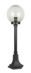 Lampa stojąca ogrodowa Kule Classic 200 H68 w kolorze czarnym, z przezroczystą kulą. Posiada prostą, metalową podstawę w kształcie heksagonu oraz smukły słup, idealna do oświetlenia przestrzeni zewnętrznych.