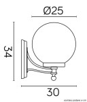 Kinkiet elewacyjny Kule Classic 250 w kolorze czarnym, ścienny, 1-punktowy. Okrągła oprawa o średnicy 25 cm, wysokość 34 cm, głębokość 30 cm. Prosta konstrukcja z eleganckim wykończeniem.