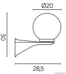 Kinkiet 1-punktowy Kule 200 z okrągłą, przezroczystą kulą o średnicy 20 cm, zamontowany na prostokątnym uchwycie. Wymiary: wysokość 30 cm, szerokość 28,5 cm. Prosty design, idealny do różnych aranżacji wnętrz.