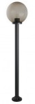 Lampa stojąca ogrodowa Kule 300 H180, 1-punktowa, z okrągłą, szklaną kopułą w kolorze szarym i czarną, teksturowaną podstawą. Produkt ustawiony w pozycji pionowej, widoczny z przodu, idealny do oświetlenia przestrzeni zewnętrznej.