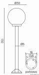 Lampa stojąca ogrodowa 1-punktowa Kule 300 H130, z kulistym kloszem o średnicy 30 cm, umieszczona na smukłym słupie o średnicy 6 cm i podstawie o średnicy 16 cm. Wysokość lampy wynosi 130 cm, idealna do oświetlenia przestrzeni zewnętrznych.