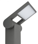 Lampa stojąca ogrodowa LED Neo H60 o mocy 10W i ciepłej barwie 3000K, w kolorze ciemnego popielu. Posiada prostokątną głowicę z mlecznego tworzywa na ruchomym ramieniu, ustawiona w pionie, idealna do oświetlenia przestrzeni zewnętrznych.