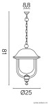 Czarna lampa wisząca ogrodowa Prince K 1018/1/O, 1-punktowa. Okrągła, z metalowym kloszem, zawieszona na łańcuchu. Wymiary: wysokość 81 cm, średnica 25 cm, szerokość 8,8 cm. Prosty design, idealna do ogrodu lub na taras.