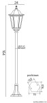 Lampa stojąca ogrodowa Retro Classic H164 w kolorze czarnym. Wysokość 164 cm, średnica klosza 24 cm, podstawa o wymiarach 19 x 16,5 cm. Stylizowany klosz z wycięciami, umieszczony na smukłym słupie. Idealna do oświetlenia przestrzeni zewnętrznych.