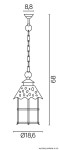 Czarna lampa wisząca Toledo 1-punktowa, z metalowym kloszem w kształcie dachu z otworami, zawieszona na łańcuchu. Wymiary: wysokość 68 cm, średnica 18,6 cm. Idealna do ogrodu lub na taras.