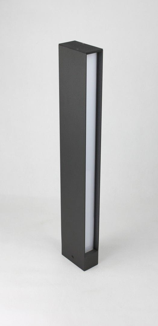 Lampa stojąca ogrodowa Linea H60, ciemny popiel, prostokątna konstrukcja z białym panel LED, wysokość 60 cm, z dwoma źródłami światła 16W, 4000K, ukierunkowana na oświetlenie przestrzeni zewnętrznych.