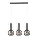 Lampa wisząca Arvi 3-punktowa w kolorze czarnym z metalowymi kloszami w formie siatki. Posiada trzy źródła światła zawieszone na regulowanych linkach, montowana do sufitu, idealna do nowoczesnych wnętrz.