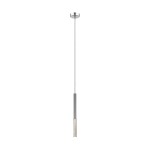 Lampa wisząca LED One, 1-punktowa, chromowana. Prosta, cylindryczna konstrukcja z przezroczystym kloszem, zawieszona na cienkim przewodzie. Widoczny metalowy uchwyt na suficie. Idealna do nowoczesnych wnętrz.