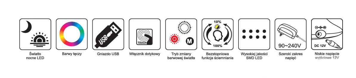 Czarna, 1-punktowa lampka biurkowa Berkan z włącznikiem dotykowym, gniazdem USB i funkcją dimmowania. Posiada różne kolory światła, wysoka jakość SMD LED, zasilanie 90-240V, niskie napięcie 12V. Idealna do biura lub nauki.