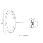 Kinkiet-lusterko Belli LED, 1-punktowy, z okrągłym lustrem o średnicy 250 mm. Z regulowanym ramieniem o długości 120-310 mm, montowany na ścianie. Odporny na wilgoć (IP44). Idealny do łazienek lub stref mokrych.