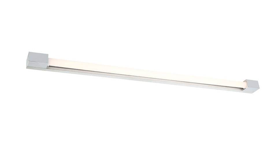 Primo 900 kinkiet 1-punktowy IP44 w formie prostokątnej lampy z matowym, białym kloszem. Uchwyt w kolorze chromu. Lampa montowana poziomo, z minimalistycznym designem, idealna do nowoczesnych wnętrz.