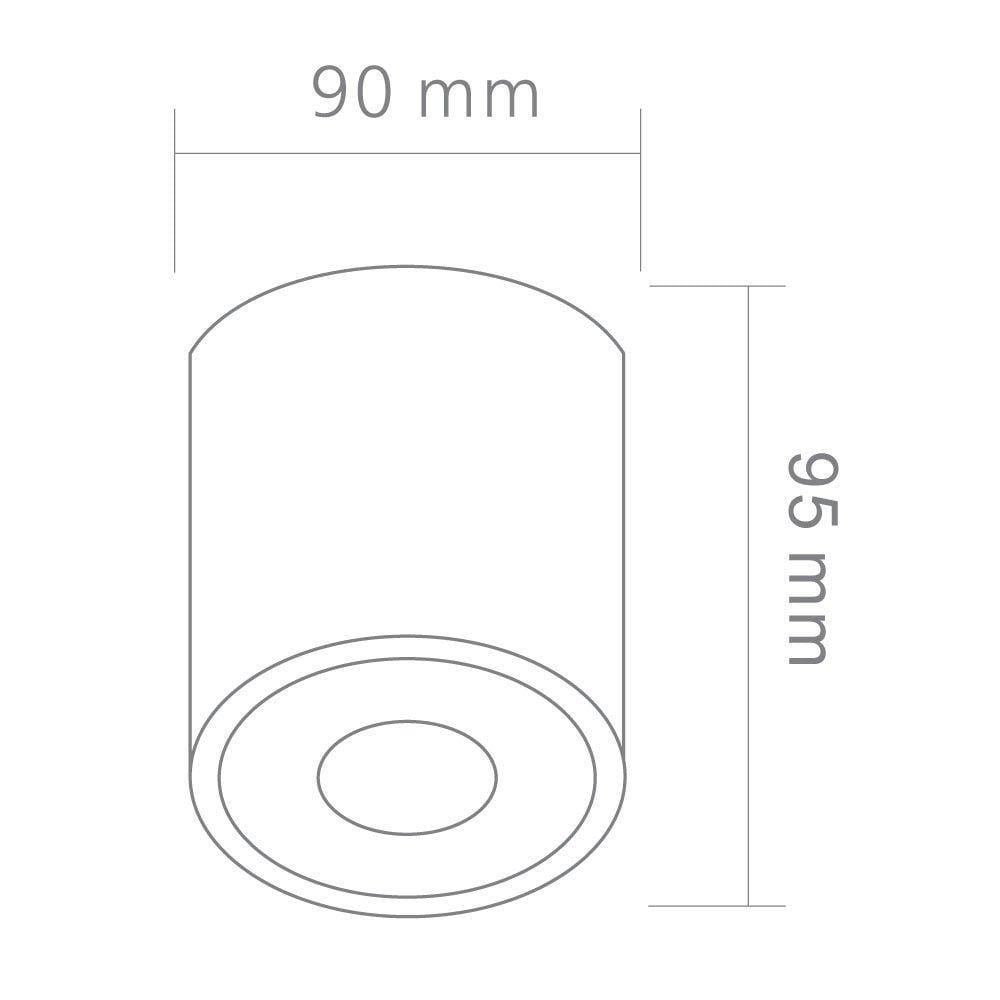 Lampa sufitowa Rullo Bianco 1-punktowa, biała, o wymiarach 90 mm średnicy i 95 mm wysokości. Prosta, cylindryczna konstrukcja z wykończeniem matowym. Przeznaczona do użytku wewnętrznego z klasą ochrony IP44.