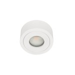 Biała, okrągła lampa sufitowa Rullo Bianco Mini LED, 1-punktowa. Wbudowana soczewka z przezroczystym kloszem, o lekkiej, matowej fakturze. Ujęcie frontalne, zamontowana na suficie, przeznaczona do użytku wewnętrznego i zewnętrznego (IP44).
