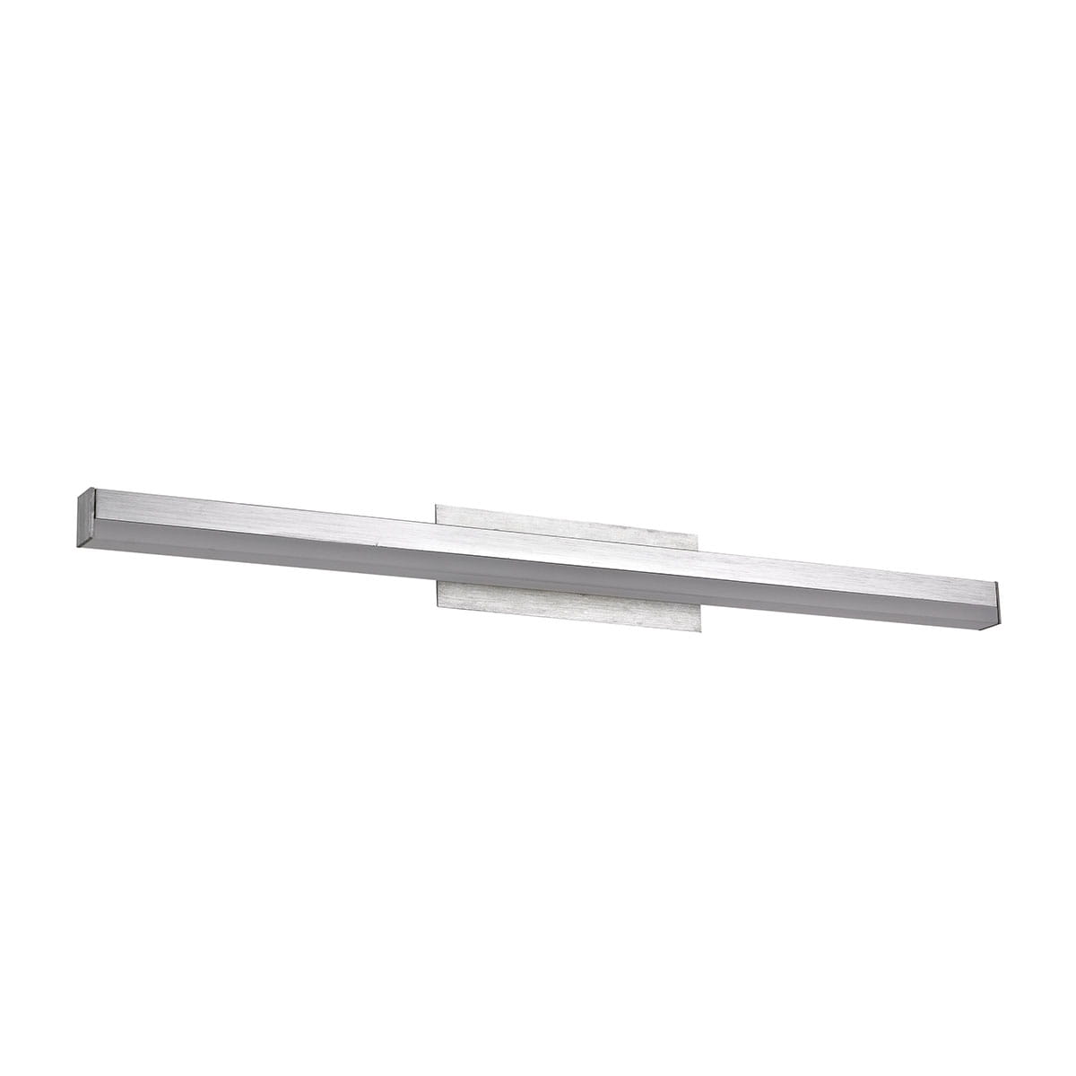 Kinkiet LED Daniel 1-punktowy MB14404-01L BA w kolorze matowego aluminium. Prosta, prostokątna konstrukcja zamontowana na ścianie, z widoczną płaską podstawą. Idealny do nowoczesnych wnętrz, emitujący jasne światło.