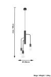 Lampa wisząca Duomo 3M w kolorze czarnym, z trzema kulistymi żarówkami, zawieszona na cienkim przewodzie. Wymiary: maksymalna wysokość 100 cm, średnica 25 cm. Prosty, nowoczesny design z metalowym wykończeniem.