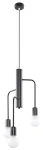 Lampa wisząca Duomo 3M z trzema punktami świetlnymi, o minimalistycznym, czarnym metalowym wykończeniu. Uchwyty lampy mają różne długości, co tworzy dynamiczny wygląd. Przeznaczona do montażu sufitowego, z okrągłym mocowaniem.