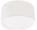 Biała lampa sufitowa Kendal LED 1-punktowa, okrągła, z matowym wykończeniem. Ujęcie frontalne, zamontowana na suficie. Prosta forma, bez widocznych dekoracji, idealna do nowoczesnych wnętrz.