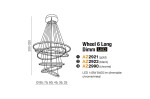 Lampa wisząca Wheel 6 Long Dimm w kolorze chromu, sześciopunktowa, o regulowanej wysokości (200-320 cm). Posiada nowoczesny, metalowy design z okrągłymi elementami. Źródło światła LED 140W, 8400 lm, możliwość przyciemniania.