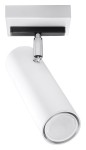 Lampa sufitowa Direzione 1-punktowa w kolorze białym, z cylindrycznym kloszem i metalowym mocowaniem. Ujęcie z boku, ukazujące detale konstrukcji i wykończenia. Proste tło podkreśla minimalistyczny design produktu.