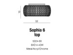 Lampa sufitowa Sophia D52, 6-punktowa, o metalowej konstrukcji w kolorze chromu i akrylowym kloszu. Wymiary: średnica 52 cm, wysokość 19 cm. Stylowy, nowoczesny design z geometrycznym wzorem, idealna do różnych wnętrz.
