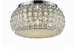 Lampa sufitowa Sophia D52, 6-punktowa, z metalowym chromowanym wykończeniem i kloszem z przezroczystych kryształów. Okrągły kształt, zamontowana na suficie, emituje jasne światło, idealna do nowoczesnych wnętrz.