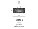 Lampa wisząca Sophia D42, 5-punktowa, z metalową i akrylową konstrukcją w czarnym kolorze. Okrągły klosz o średnicy 42 cm i wysokości 19 cm, zawieszony na dwóch linkach. Przeznaczona do żarówek E14, 5x40W.