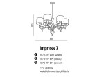 Impress żyrandol 7-punktowy w kolorze białym, o metalowej konstrukcji z abażurami z tkaniny. Wymiary: średnica 80 cm, wysokość 86 cm. Zawieszenie sufitowe, elegancki design, idealny do nowoczesnych wnętrz.