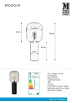 Lampa stołowa Brooklyn 1-punktowa z przydymionym kloszem, metalowa podstawa w kolorze czarnym, wysokość 29 cm, średnica klosza 24,5 cm. Długość kabla 200 cm, włącznik na kablu. Żarówka nie jest dołączona.