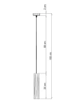 Lino lampa wisząca 1-punktowa SL.0636 w kształcie prostokątnym, z metalowym mocowaniem, długość 100 cm, średnica 2 cm, z kloszem o wysokości 30 cm. Ujęcie frontalne, pokazujące wymiary i detale konstrukcji.
