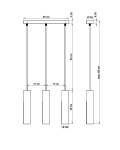 Lampa wisząca 3-punktowa Lino SL.0638, o prostokątnym, białym kloszu, zawieszona na trzech cienkich linkach. Wymiary: 40 cm szerokości, 68 cm długości, z możliwością regulacji do 100 cm. Klosze o wymiarach 6x39 cm rozmieszczone równomiernie.