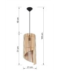 Lampa wisząca Alexia 1-punktowa SL.0640 w kształcie spirali, wykonana z drewna w kolorze jasnym. Wymiary: wysokość 51 cm, średnica 21 cm, długość zwisu 100 cm. Wisi na czarnym przewodzie, z okrągłym czarnym mocowaniem sufitowym.