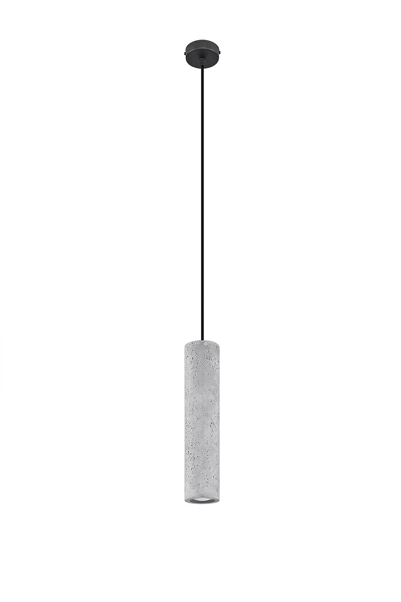 Luvo lampa wisząca 1-punktowa SL.0653 w kształcie cylindrycznym, wykonana z betonu w kolorze szarym, zawieszona na czarnym przewodzie. Lampa ma minimalistyczny design, z widocznym źródłem światła na dole.