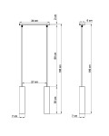 Luvo lampa wisząca 2-punktowa SL.0654 w minimalistycznym stylu, z prostokątną, białą podstawą o wymiarach 34 cm x 6 cm. Dwa cienkie, regulowane przewody o długości do 100 cm. Wysokość podstawy 30 cm, szerokość 7 cm. Idealna do nowoczesnych wnętrz.