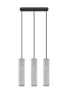 Lampa wisząca Luvo 3-punktowa SL.0655 z trzema cylindrycznymi kloszami w kolorze betonu, zawieszona na czarnych linkach. Utrzymana w minimalistycznym stylu, idealna do nowoczesnych wnętrz. Klosze mają fakturę surowego betonu.