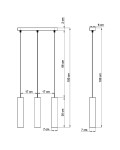 Lampa wisząca Luvo 3-punktowa SL.0655 o prostokątnym, minimalistycznym designie. Trzy zwisające klosze o wymiarach 30x7 cm, zawieszone na cienkich linkach, z regulowaną wysokością do 100 cm. Kolorystyka biała, z metalowym wykończeniem.