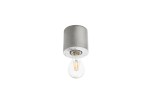 Lampa sufitowa Salgado Beton 1-punktowa SL.0678 z cylindrycznym kloszem z betonu w kolorze szarym, zawieszona na przezroczystym kablu. Widoczna żarówka o kształcie kropli, umieszczona w centralnej części. Produkt prezentowany z dołu.