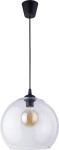 Lampa wisząca Cubus 1-punktowa w kształcie kulistym, z przezroczystym kloszem i czarnym mocowaniem. Zawieszona na cienkim przewodzie, z widoczną żarówką w środku. Idealna do nowoczesnych wnętrz.