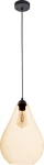 Lampa wisząca Fuente 1-punktowa w bursztynowym kolorze, o kształcie kropli, zawieszona na czarnym przewodzie. Widoczna żarówka, czarna podsufitka. Idealna do nowoczesnych wnętrz.