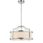 Lampa wisząca Stanza Cromo S w kolorze chromu, z trzema punktami świetlnymi. Okrągła, matowa osłona z białego materiału, z metalowym wykończeniem. Produkt zawieszony na długim, stylowym przewodzie. Idealna do nowoczesnych wnętrz.