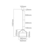 Lampa wisząca Stanza Gold S w kolorze złotym z trzema punktami świetlnymi. Wymiary: wysokość 1187 mm, średnica 420 mm. Prosta konstrukcja z okrągłym kloszem i metalowym zawieszeniem. Idealna do nowoczesnych wnętrz.