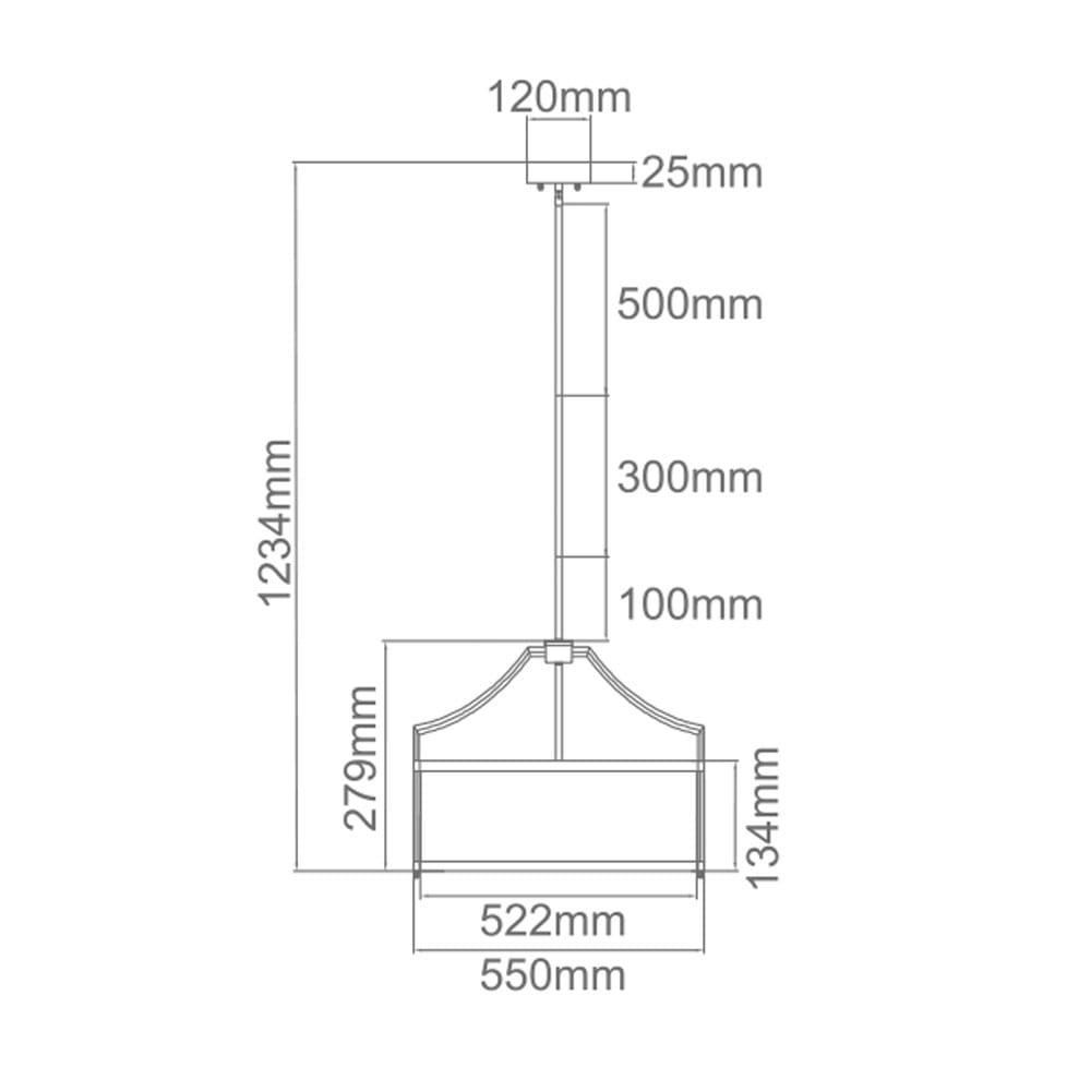 Lampa wisząca Stanza Gold M w kolorze złotym, czteropunktowa. Ma kształt stożkowy, z szerokim kloszem i długim zawieszeniem. Wymiary: wysokość 1234 mm, szerokość 550 mm, klosz 522 mm. Prosta, elegancka konstrukcja, idealna do nowoczesnych wnętrz.