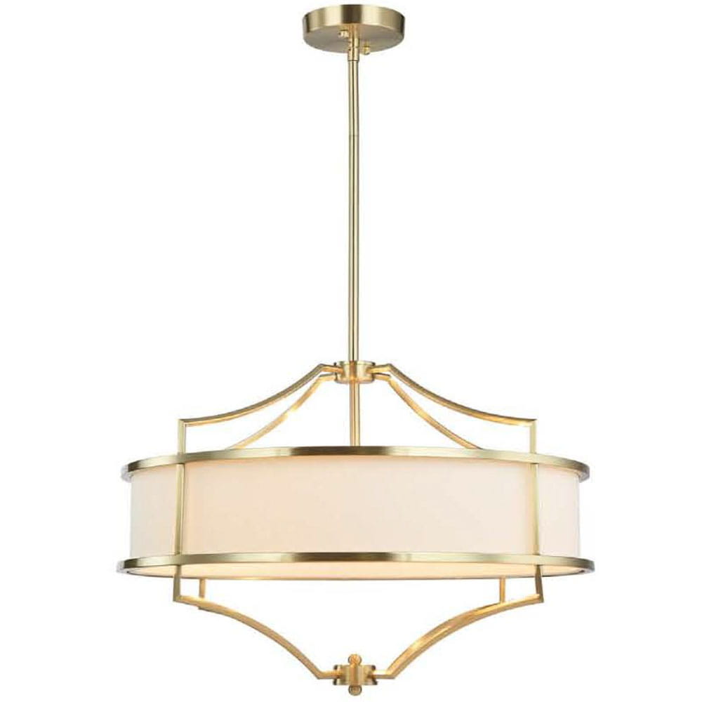 Lampa wisząca Stesso Gold M, czteropunktowa, w kolorze złotym. Okrągła forma z białym kloszem, metalowe detale w złotym wykończeniu, zawieszona na cienkim przewodzie. Stylowy element oświetleniowy, idealny do nowoczesnych wnętrz.
