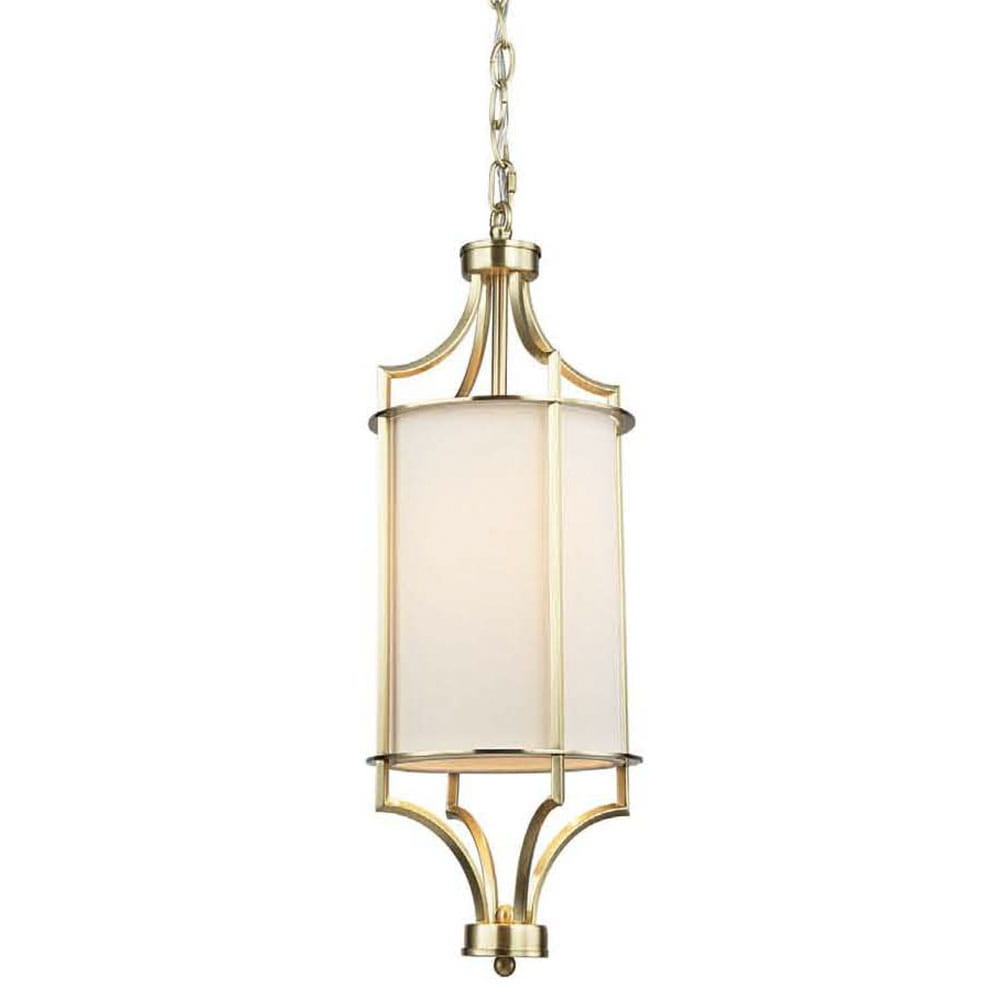 Lampa wisząca Lunga Gold z metalowym złotym stelażem i białym, owalnym kloszem. Zawieszona na łańcuchu, w kształcie prostokątnym. Idealna do aranżacji wnętrz, minimalistyczna forma podkreśla elegancję.