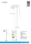 Lampa podłogowa Chester w kolorze czarnym i brązowym, wykonana z metalu. Posiada okrągłą podstawę oraz ruchomy klosz. Wysokość 115 cm, średnica podstawy 25 cm. Zasilana żarówką E27, długość kabla 200 cm. Włącznik na kablu.