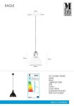 Lampa wisząca Eagle D22, czarna, metalowa, z kloszem o średnicy 22 cm i wysokości 24 cm. Zawieszona na 150 cm linki. Prosta konstrukcja z okrągłym mocowaniem do sufitu. Idealna do nowoczesnych wnętrz.