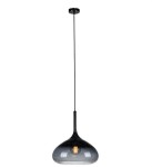 Lampa wisząca Cooper 1-punktowa w kolorze czarnym, o zaokrąglonym kształcie z przezroczystym kloszem. Zawieszona na długim, cienkim kablu, z widoczną żarówką wewnątrz, idealna do nowoczesnych wnętrz.